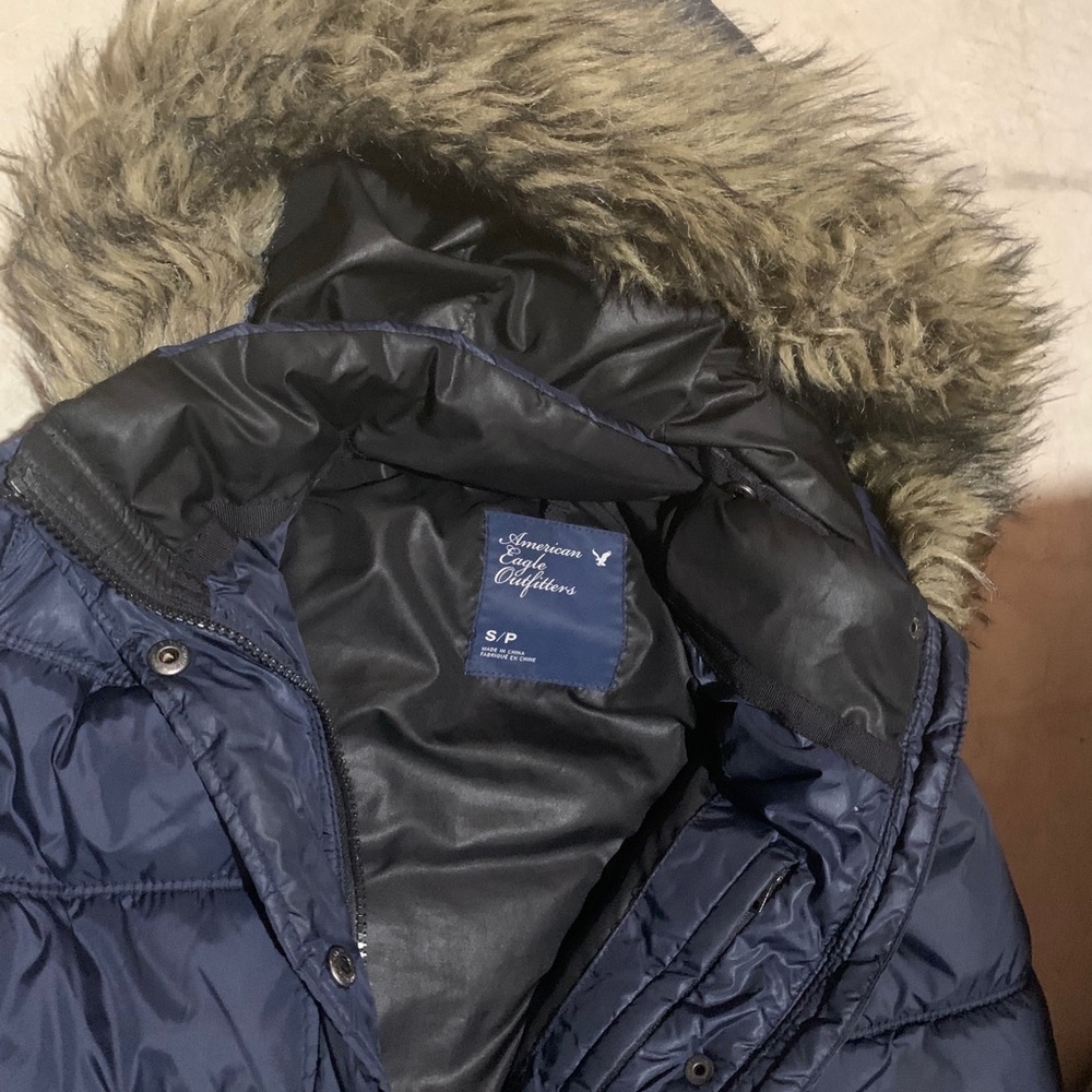 American Eagle Navy puffer jacket.